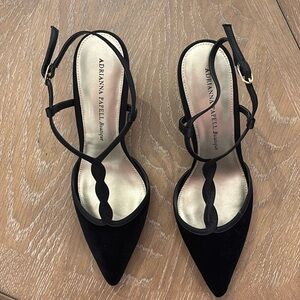 Adrianna Papell Boutique Black velvet t-strap heels
